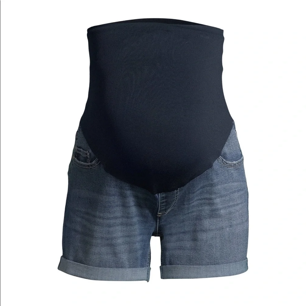 Maternity Denim Shorts with Full Panel - Picture 5 of 6